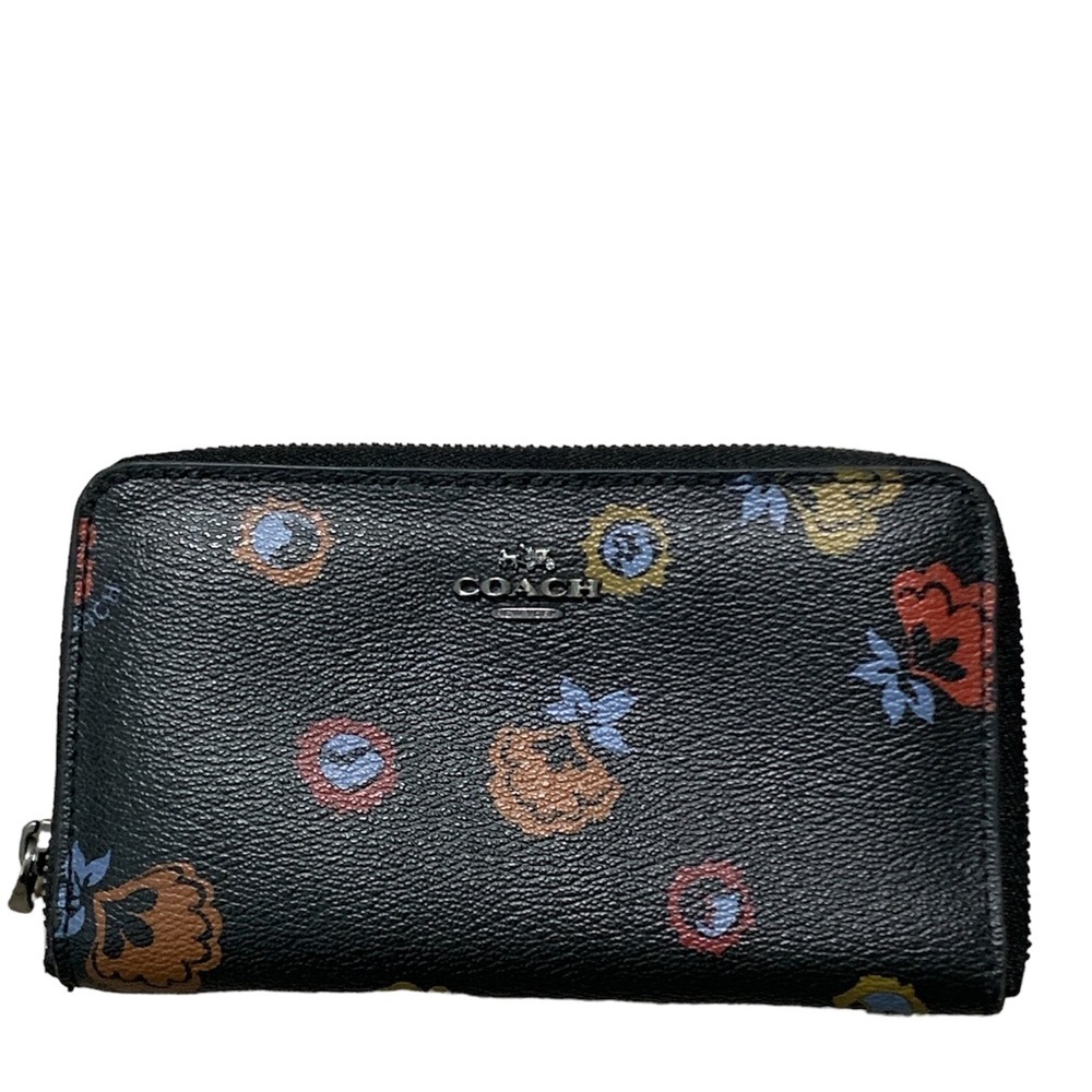 Coach Black Oxblood PrimRose Zip Around Wallet Wristlet